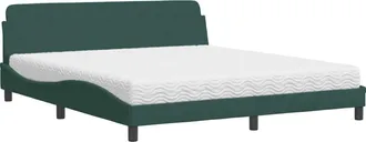 vidaXL Cama Con Colch&oacute;n Dover Terciopelo Verde Oscuro 180x200 Cm Vidaxl
