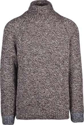 Daniele Alessandrini Textured Knit Turtleneck Sweater with Marled Brown Finish