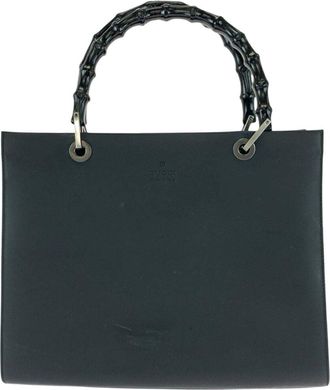 Gucci Black Leather Bamboo Tote (Authentic Pre-Loved)