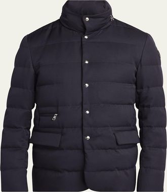 Moncler Mens Bess Quilted Wool Jacket with Hood