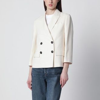 Brunello Cucinelli Ivory fluid twill jacket in viscose and linen