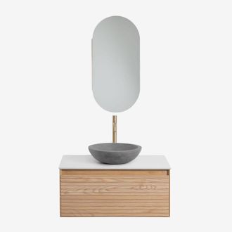 Sklum Conjunto De Mueble De Ba&ntilde;o Suspendido 80x50 Cm En Madera De Fresno Tedrik Sklum