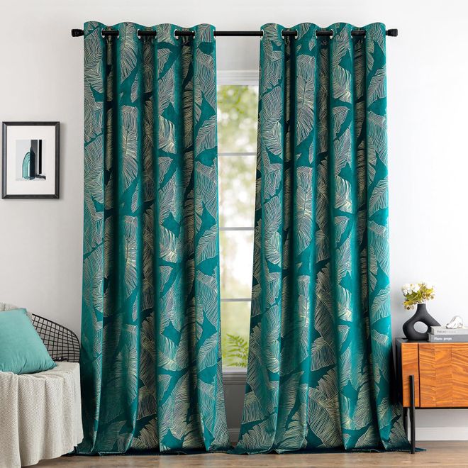 Miulee Vorhänge mit Goldfolie Blätter Muster, 2 Stück Taupe Gardinen mit Ösen, Jedes 175 cm Hoch, Superweich Vorhang Blickdicht für Deko Wohnzimmer Schlafzim ab 42,99 €