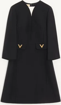Valentino Abito Midi In Crepe Couture Donna NERO 36