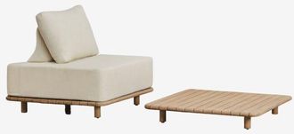 Sklum Sklum - Conjunto de jardín con sillón y mesa de centro cuadrada 95x95 cm en acacia Portet