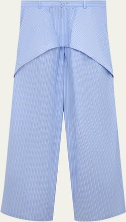 Loewe x Paulas Ibiza Striped Cotton Yoked Wide-Leg Trousers