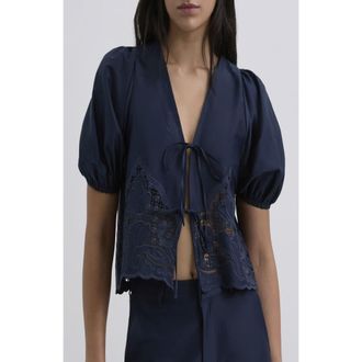 Scalpers Satenemb Shirt in Navy at Nordstrom, Size Large Eu