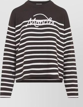 Moncler virgin wool striped logo-embroidered crew-neck sweater
