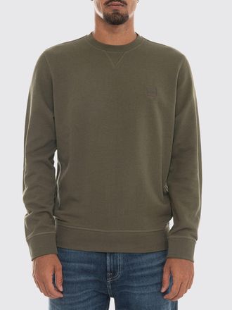 HUGO BOSS Felpa girocollo in cotone con polsini e fondo elasticizzati
