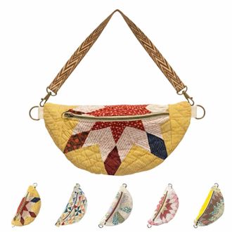 Generic HDQQUD Crossbody Bag For Women Vintage-Inspired Patchwork Quilted Sling Bag,Handmade Small Shoulder Chest Bag With Adjustable Shoulder Straps, Boho Cr