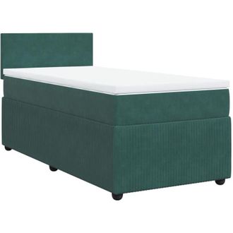 vidaXL Cama Box Spring Con Colch&oacute;n Terciopelo Verde Oscuro 80x200 Cm Vidaxl