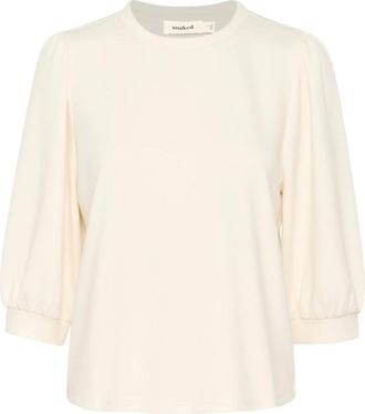 Soaked In Luxury Witte 3/4 Mouw Sweatshirt Whisper - Dames - Longsleeves - Wit - L - Polyester - Tops