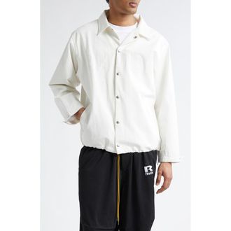 Rhude Logo Appliqu&eacute; Coachs Jacket in White/White at Nordstrom, Size X-Large