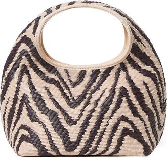 Loeffler Randall Kenzie Woven Raffia Top Handle Bag in Vintage Zebra at Nordstrom