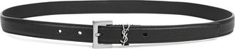 Saint Laurent Logo Grained Leather Belt - Black - 100