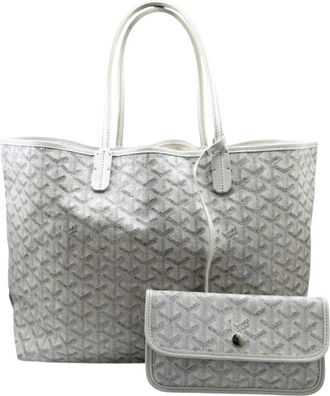 Goyard White Coated Canvas Leather Shoulder Bag Tote Bag (Pre-Owned)