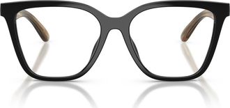 Emporio Armani 52mm Cat Eye Optical Glasses in Shiny Black /Brown /Clear at Nordstrom