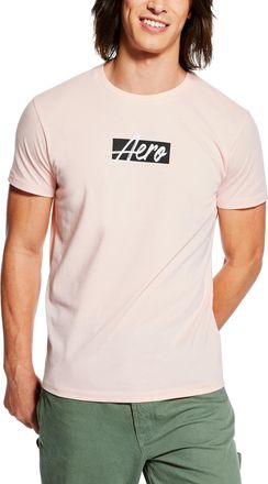 Aéropostale Mens Box Logo Script Short Sleeve Tee, Impatiens Pink, XL