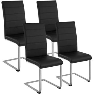 TecTake Dining Chairs Bettina Set Of 4 - Black | Size: 4 Pack