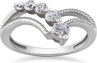 Pompeii3 1/2 ct Graduated Diamond Journey Right Hand Ring 10K White Gold Size Selectable