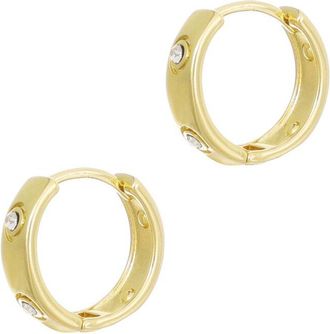 Adornia Adornia 14K Plated Cz-Dotted Hoop Earrings