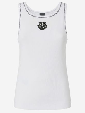 Pinko Geripptes Tanktop von Pinko mit Love Birds-Stickerei