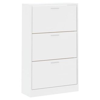 Berkfield Home Shoe Cabinet High Gloss White 63x24x103 cm Engineered Wood | Size: 63 x 24 x 103 cm