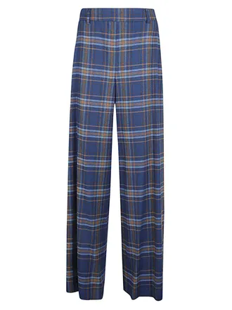 Ni&ugrave; Womens Wide Leg Checked Trousers