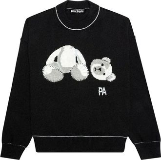 Palm Angels Ice Bear Sweater Black White PMHE007E20KNI0011001