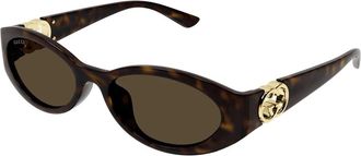 Gucci Ovale Zonnebril - Dames - Zonnebrillen - Bruin - 56 MM - Accessoires