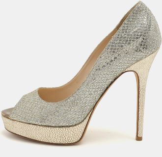 Jimmy Choo London Gold Glitter Luna Platform Pumps