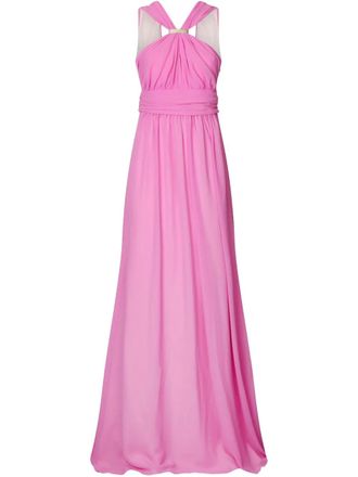 Liu Jo draped-detail evening dress - women - Polyester/Viscose - 40 - Pink
