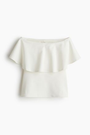 H&M Interlock-Bandeautop mit Volant - Weiss