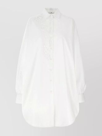 Ermanno Scervino embroidered detail longline macram&eacute; shirt