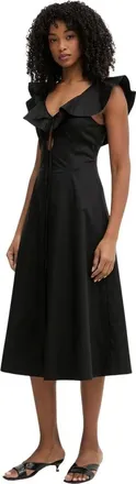 Twinset Abito Midi Svasato con Volant - - Dresses - Donna - Nero - S