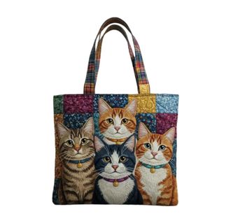 Generic Adorable Cat Storage Bag, Cat Tote Bag for Women, Cute Big Canvas Bags, Vintage Shoulder Handbags, Portable Storage Handbags, Tote Bag for Women, Week