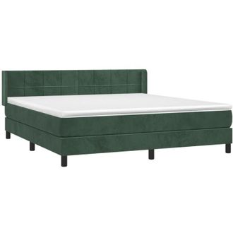 vidaXL Cama Box Spring Con Colch&oacute;n Terciopelo Verde Oscuro 160x200 Cm Vidaxl
