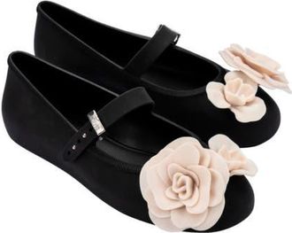 Melissa Soft Ballerina Petals Mary Jane Flat in Black at Nordstrom, Size 10