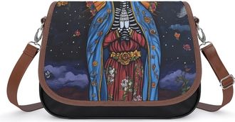 Generic Gothic Skeleton Santa-Muertes Small Womens Crossbody Bags Shoulder Handbag with Adjustable Strap for Travel