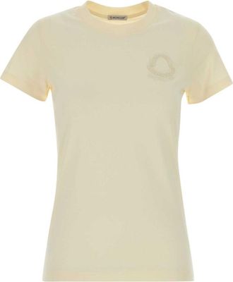 Moncler White Solid Crew Neck T-Shirt