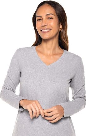 Coolibar Womens Morada V-Neck Long Sleeve T-Shirt, UPF 50+ Sun Protection in Grey Heather at Nordstrom, Size Xx-Large