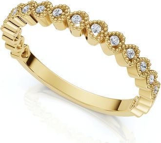 Pompeii3 Stackable Womens Wedding Diamond Anniversary Heart Band 14k Gold Lab Grown