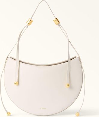 Furla Moonstone Shoulder Bag S Panna White Sidney Calf Leather Woman