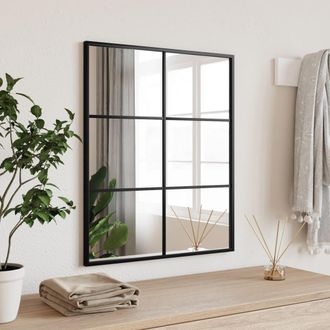 vidaXL Espejo De Pared Rectangular De Hierro Negro 50x60 Cm Vidaxl