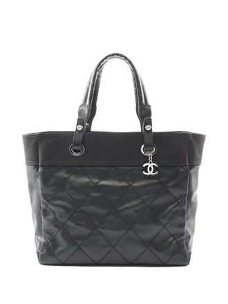 Chanel 2012 Medium Quilted Coated Canvas Paris Biarritz tote bag - women - Fabric - One Size - Black