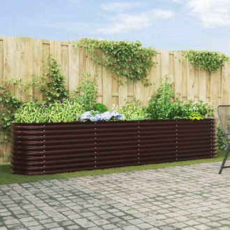 Berkfield Home Garden Raised Bed Brown Galvanised steel 400 x 80 x 81 cm Durable