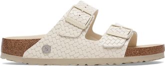 Birkenstock Womens Arizona Rivet Logo Woven Embossed Sandals In Ecru