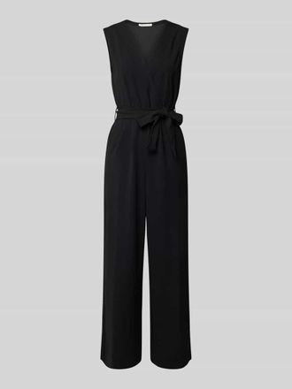 Tom Tailor Denim Relaxed Fit Jumpsuit mit durch Druckknopf verstellbarem Ausschnitt in Black, Gr&ouml;&szlig;e S
