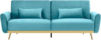 Concept Usine Sof&aacute; cama de 3 plazas de terciopelo azul