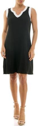 Nina Leonard Ribbed Sheath Dress in Black/White at Nordstrom Rack, Size X-Large